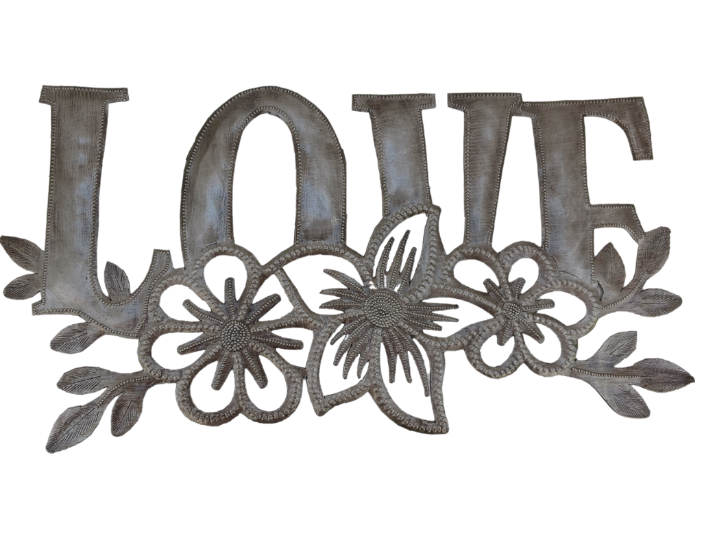 Wall Art - Metal - LOVE with Flowers