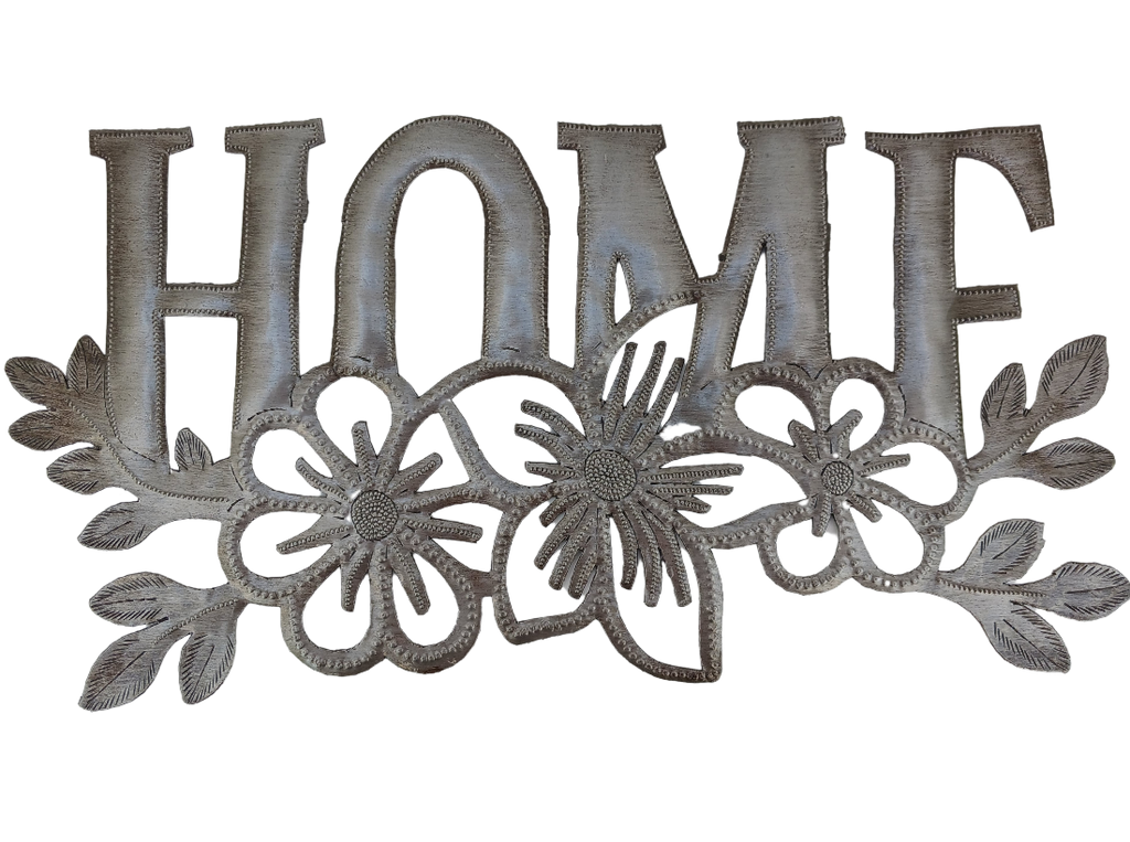 Wall Art - Metal - Home with Flowers