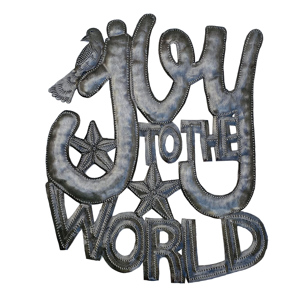 Wall Art - Metal - Joy to the World with Bird & Stars - Unpainted