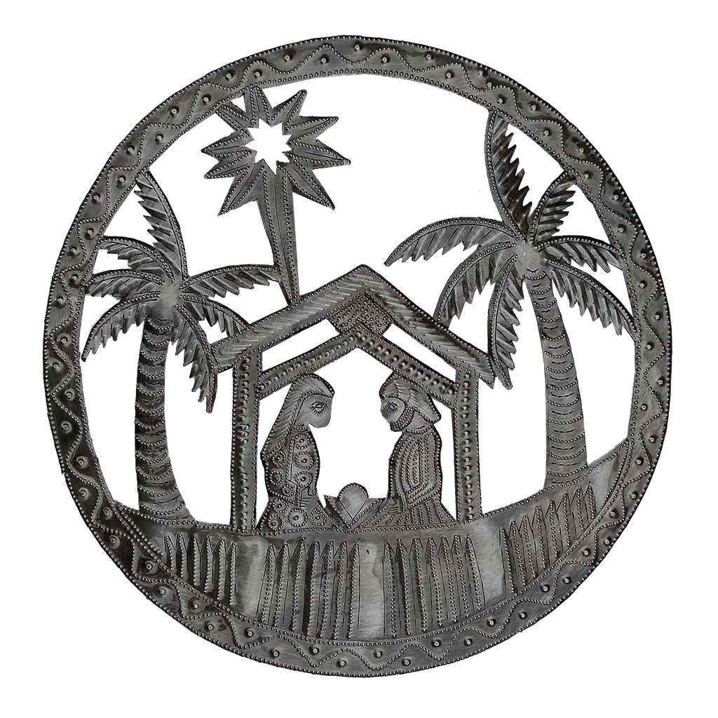Wall Art - Metal - Large Round Nativity