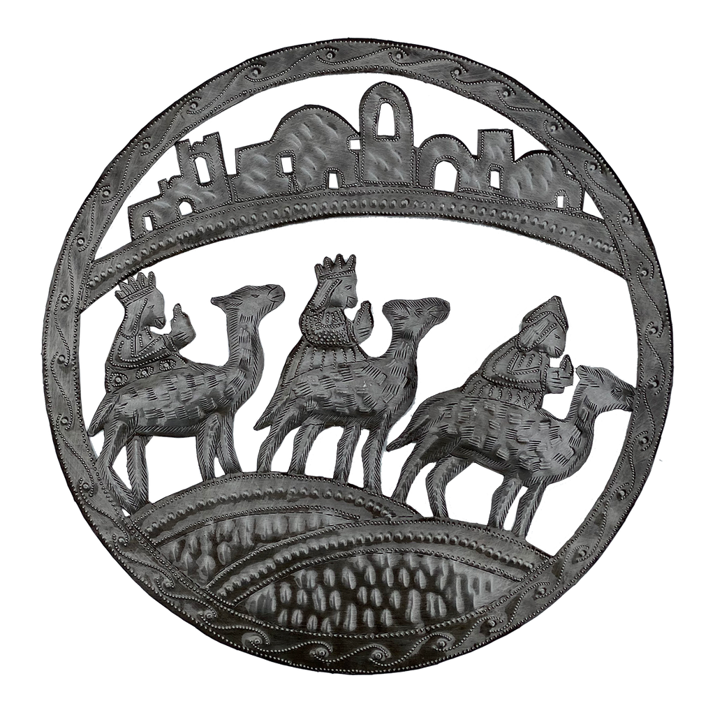 Wall Art - Metal - Large Round - 3 Kings Traveling