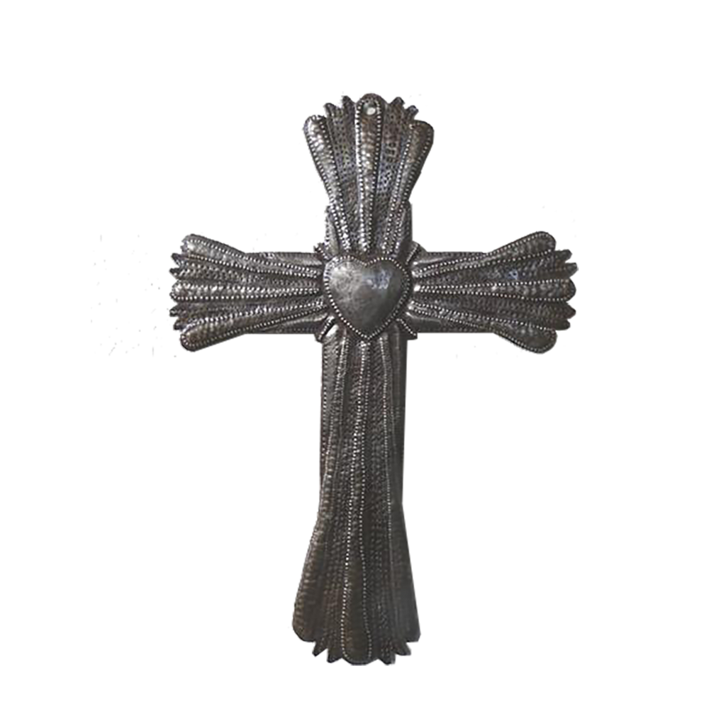 Wall Art - Metal - Cross with Heart - Large