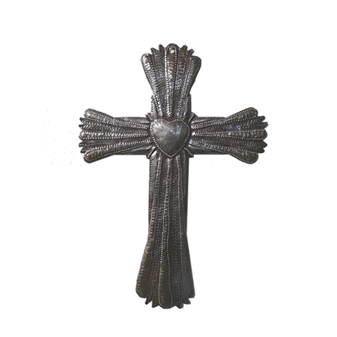 Wall Art - Metal - Cross with Heart - Large