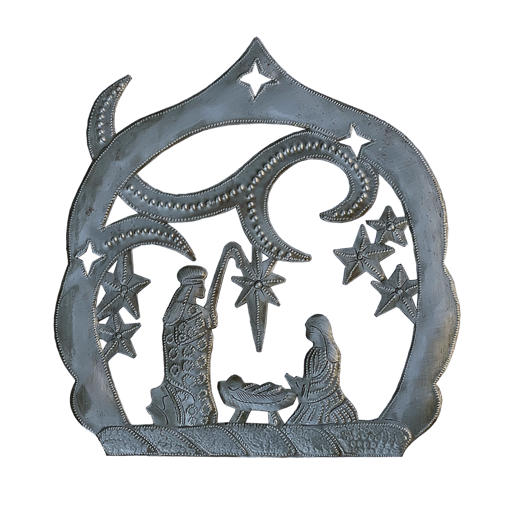 Wall Art - Metal - Swirl Top Nativity