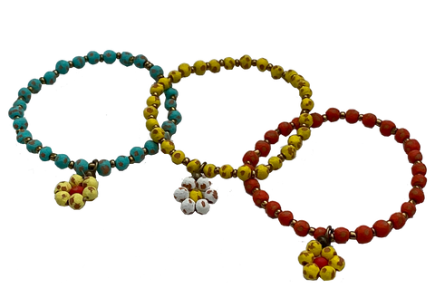 Bracelet  - Ceramic with DAISY Charm - Various Colors