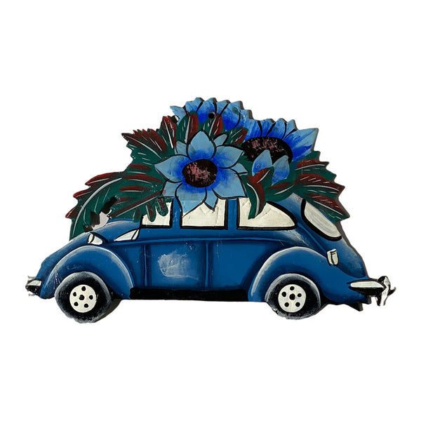 .Ornament - Metal - Painted VW with Flowers