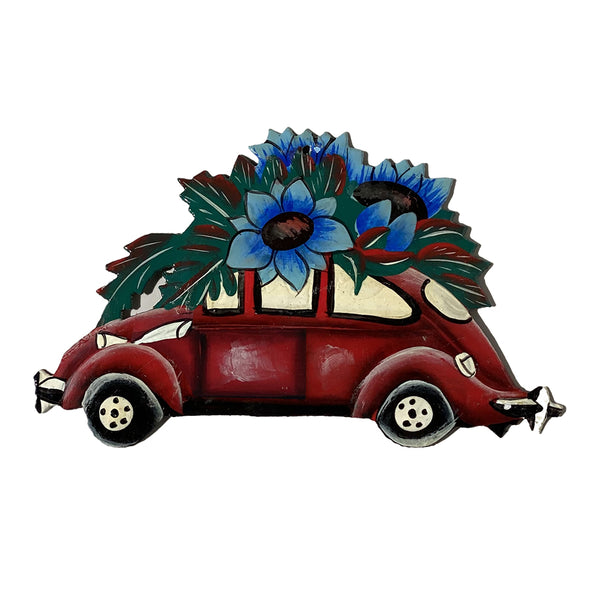 .Ornament - Metal - Painted VW with Flowers