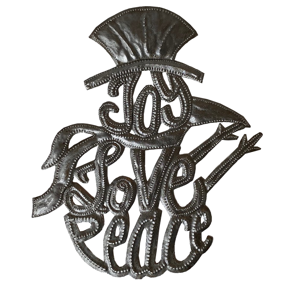 Wall Art - Metal - SNOWMAN 'Joy Love Peace'
