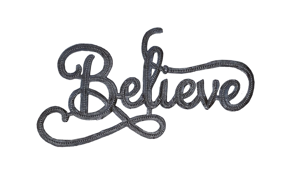Wall Art - Metal - Believe Script