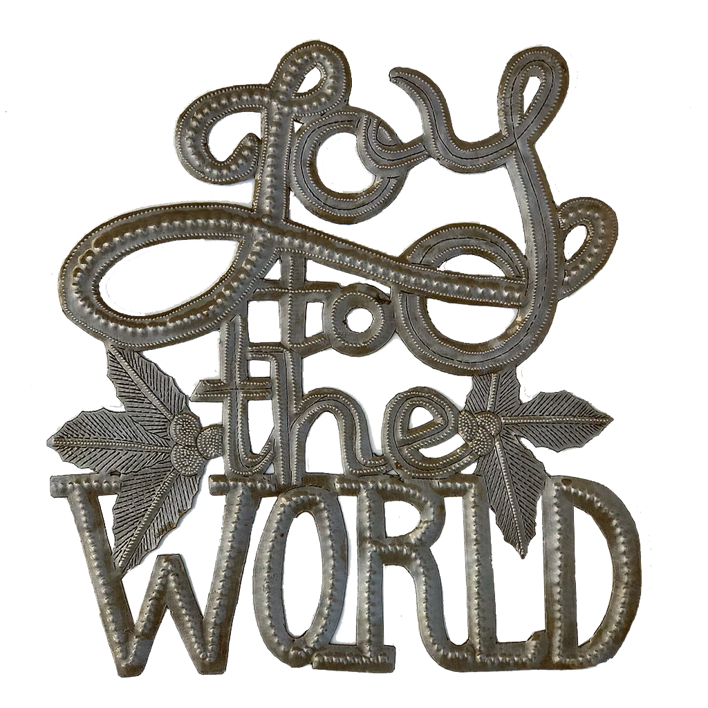 Wall Art - Metal - Joy to the World with Holly Leaves