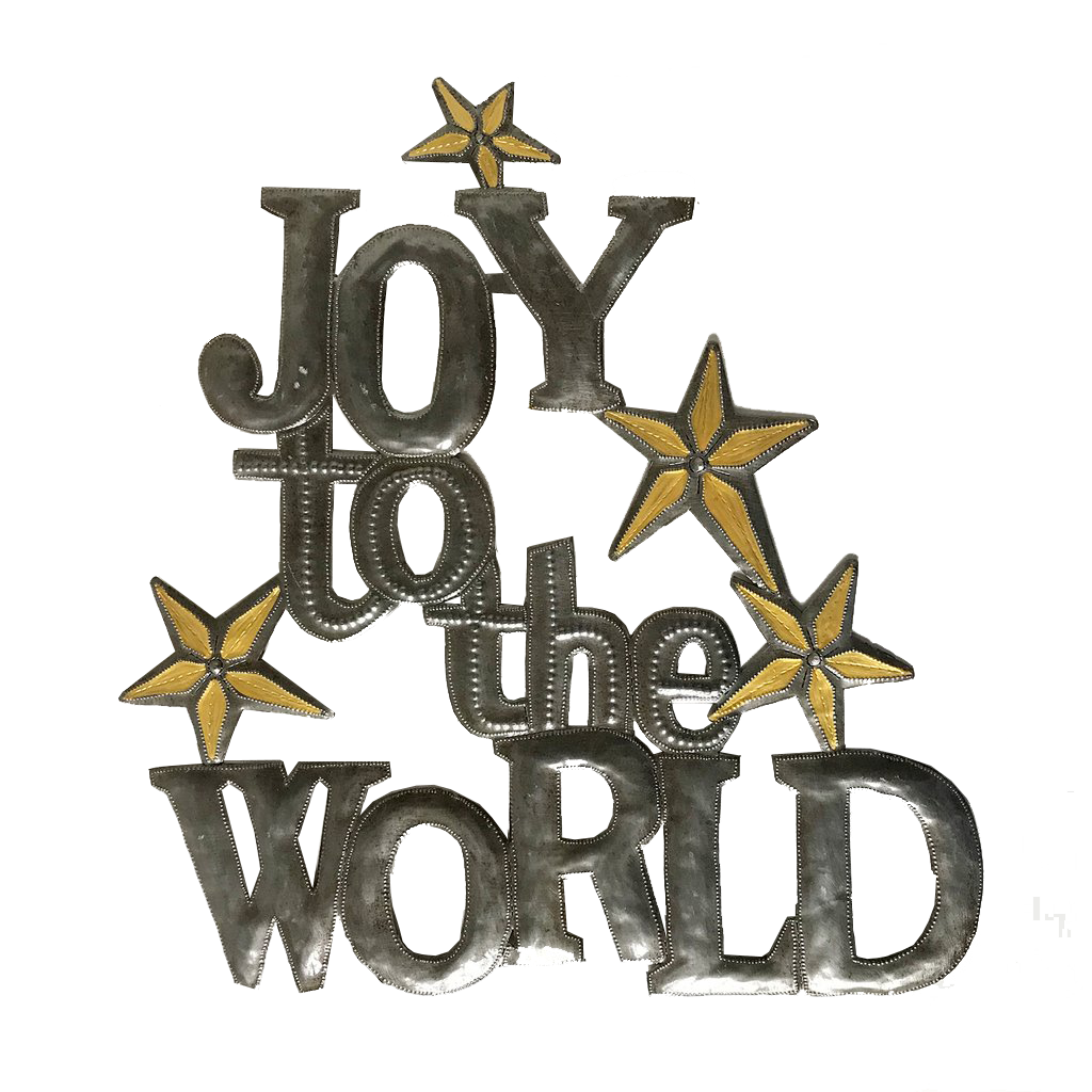 Wall Art - Metal - *Joy to the World - With Golden Painted Stars