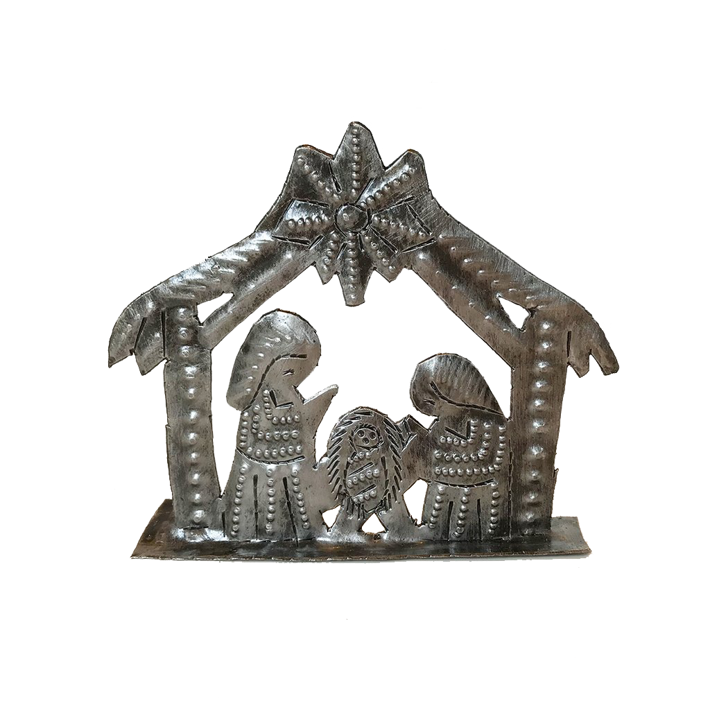 Nativity - Metal - Small Standing - House Shaped