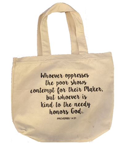 Tote Bag - Screen Printed - Whoever is kind honors God - Prov 14:31
