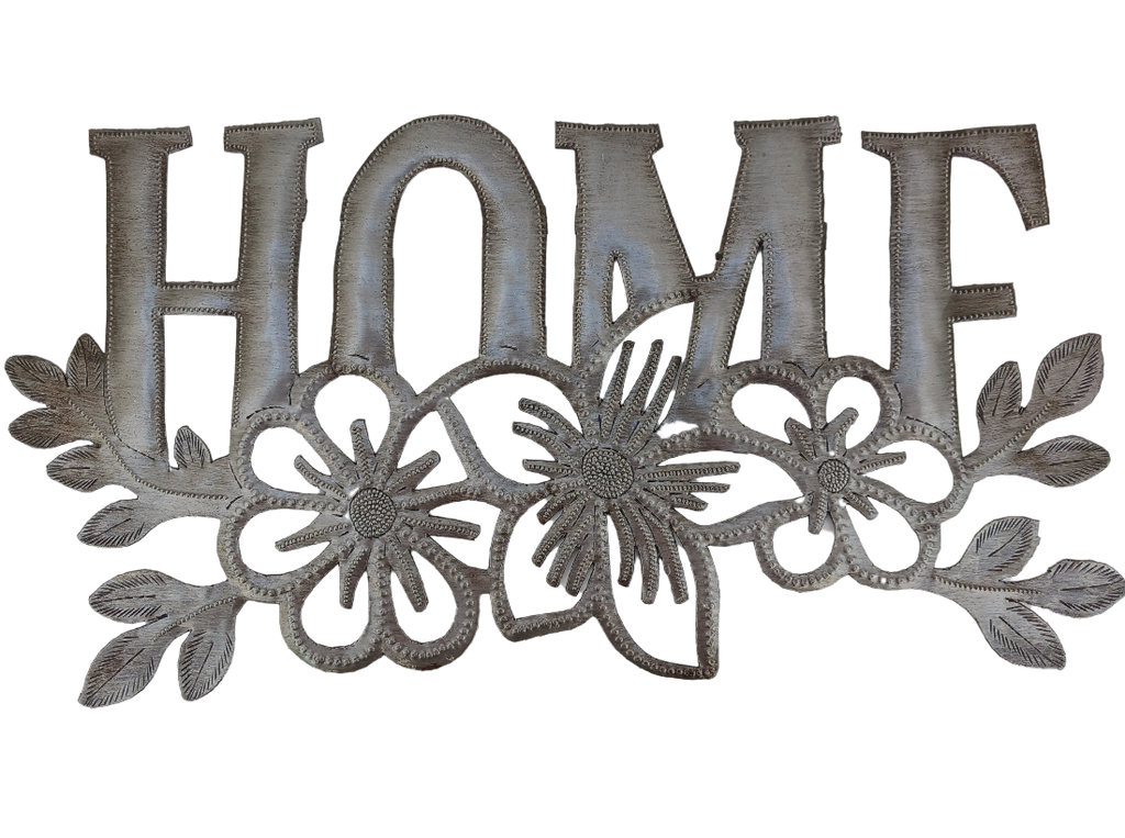 Wall Art - Metal  - Home with Flowers