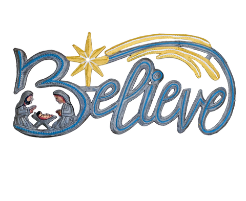 .Wall Art - Metal - Believe Nativity - PAINTED