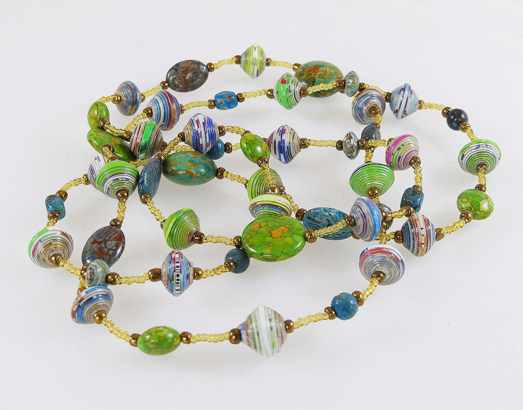 Necklace  - Signature -  LONG - Blue-Green with Jasper
