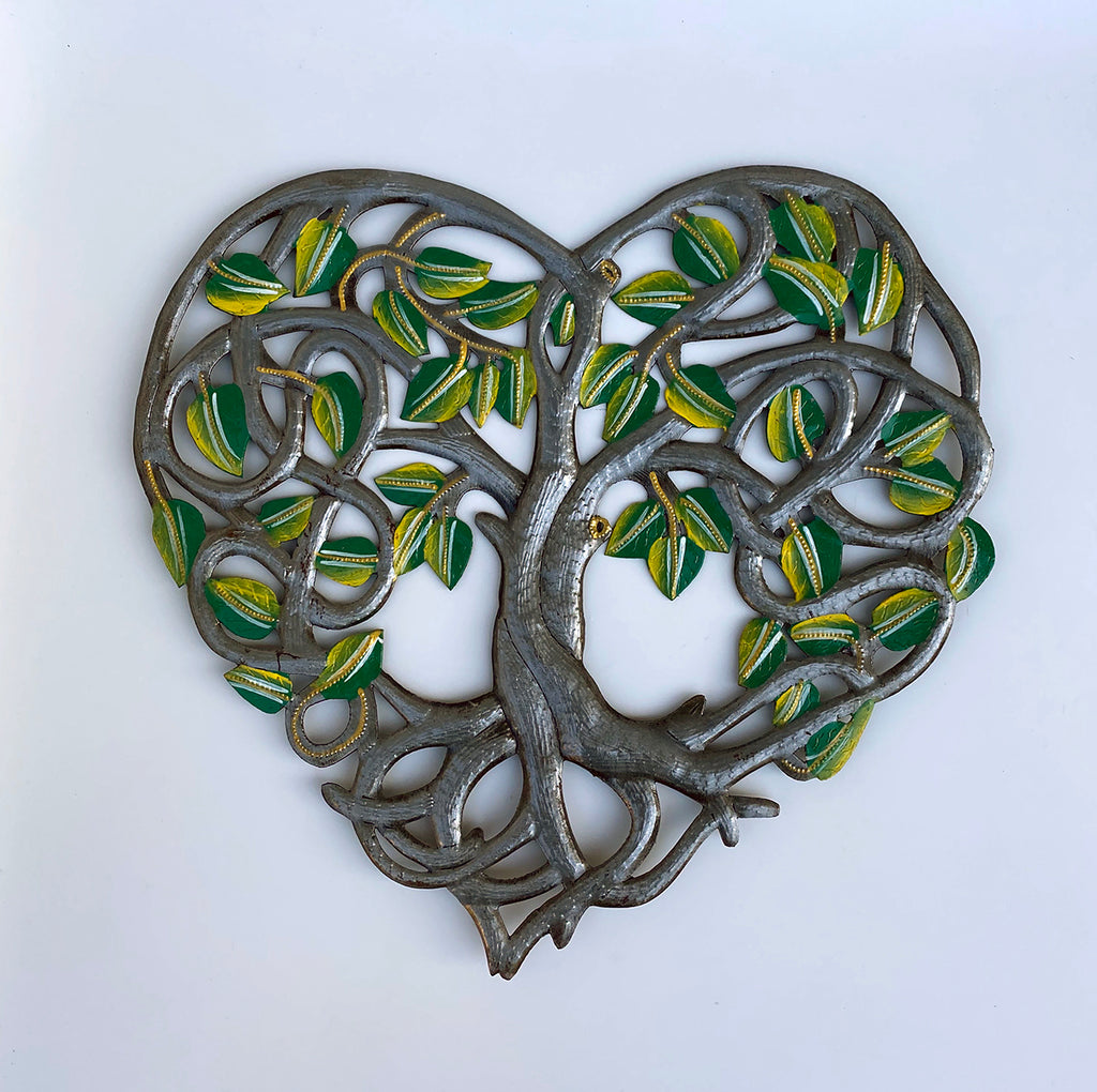 Wall Art - Metal - Tree Heart with Painted Leaves