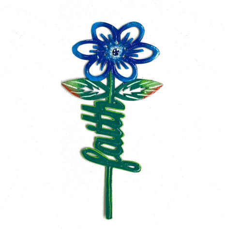 .Wall Art - Metal - Flower Word Art - Painted