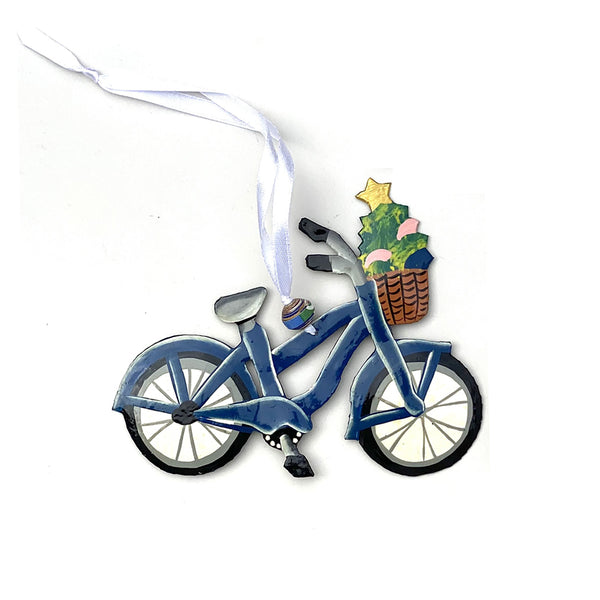 .Ornament - Metal - Painted Bicycle (Single or Set of 2)