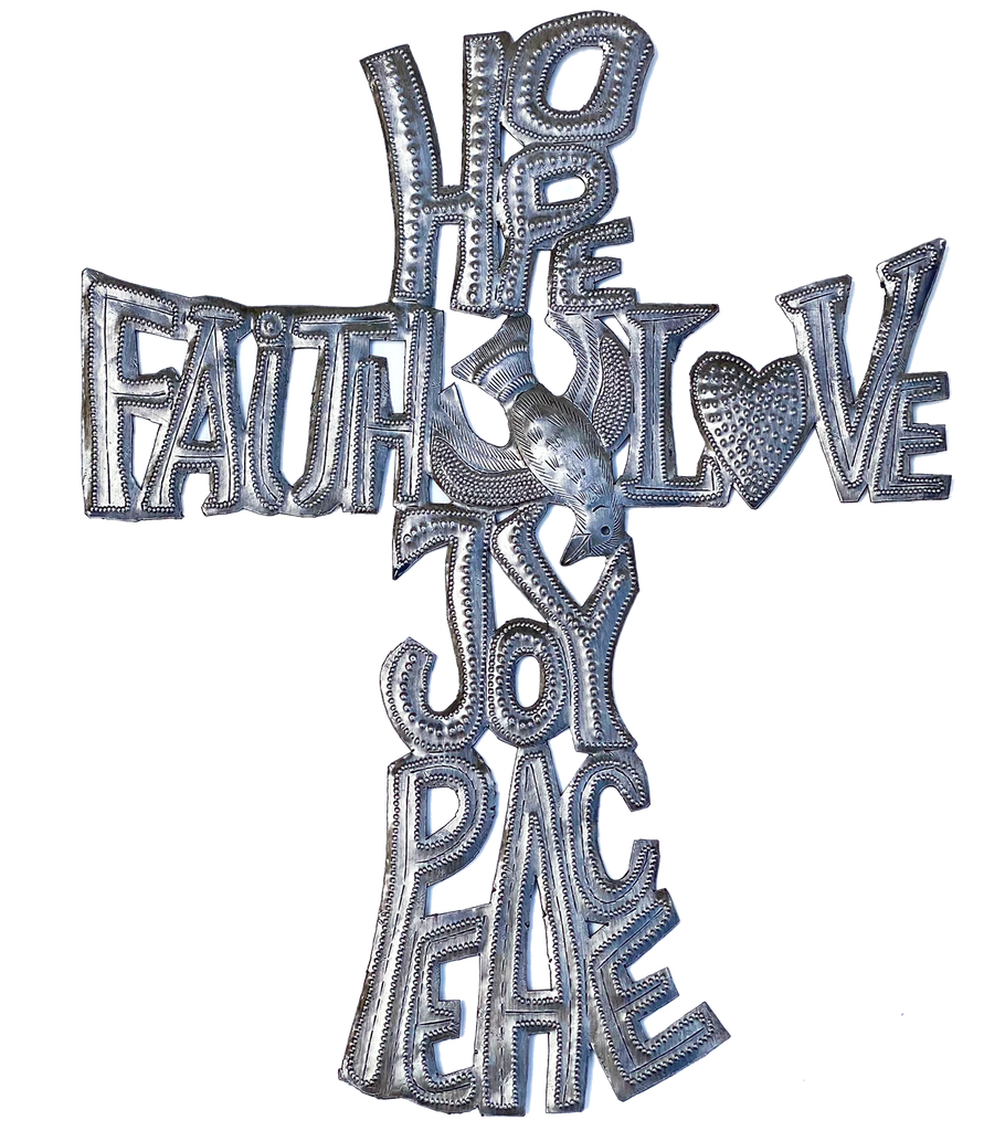 Wall Art - Metal - Cross with Dove - Large