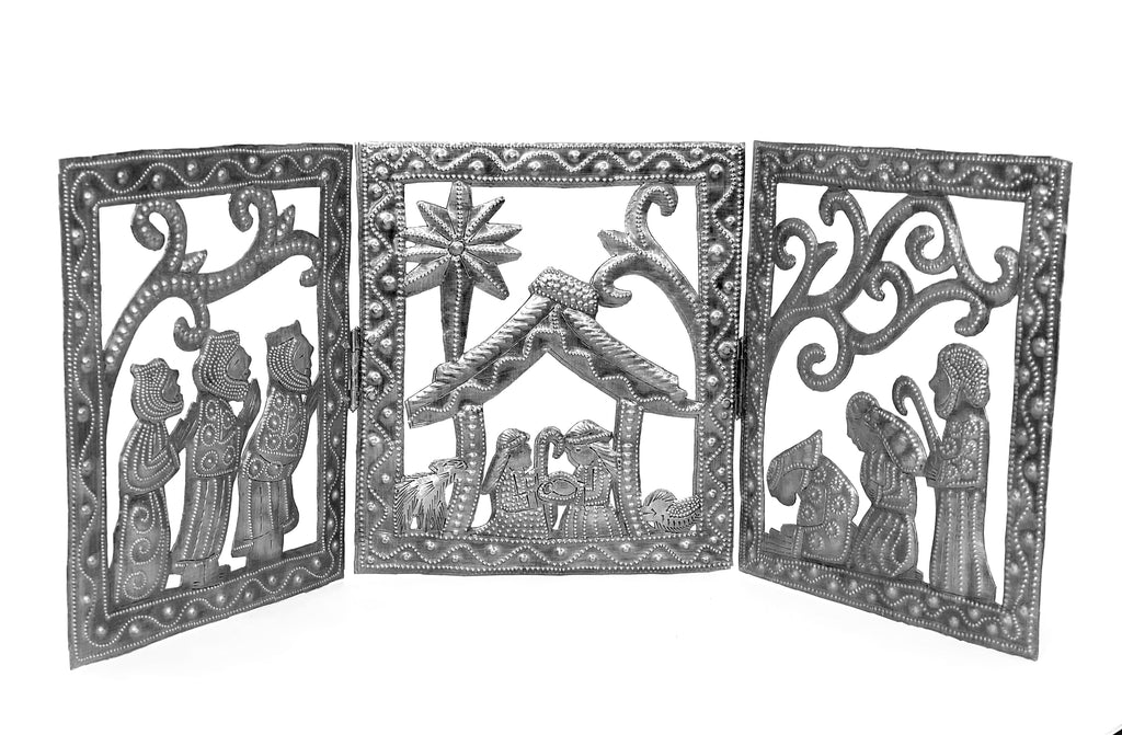 Nativity - Metal - Tri-Fold Rectangular Sections - Adjustable