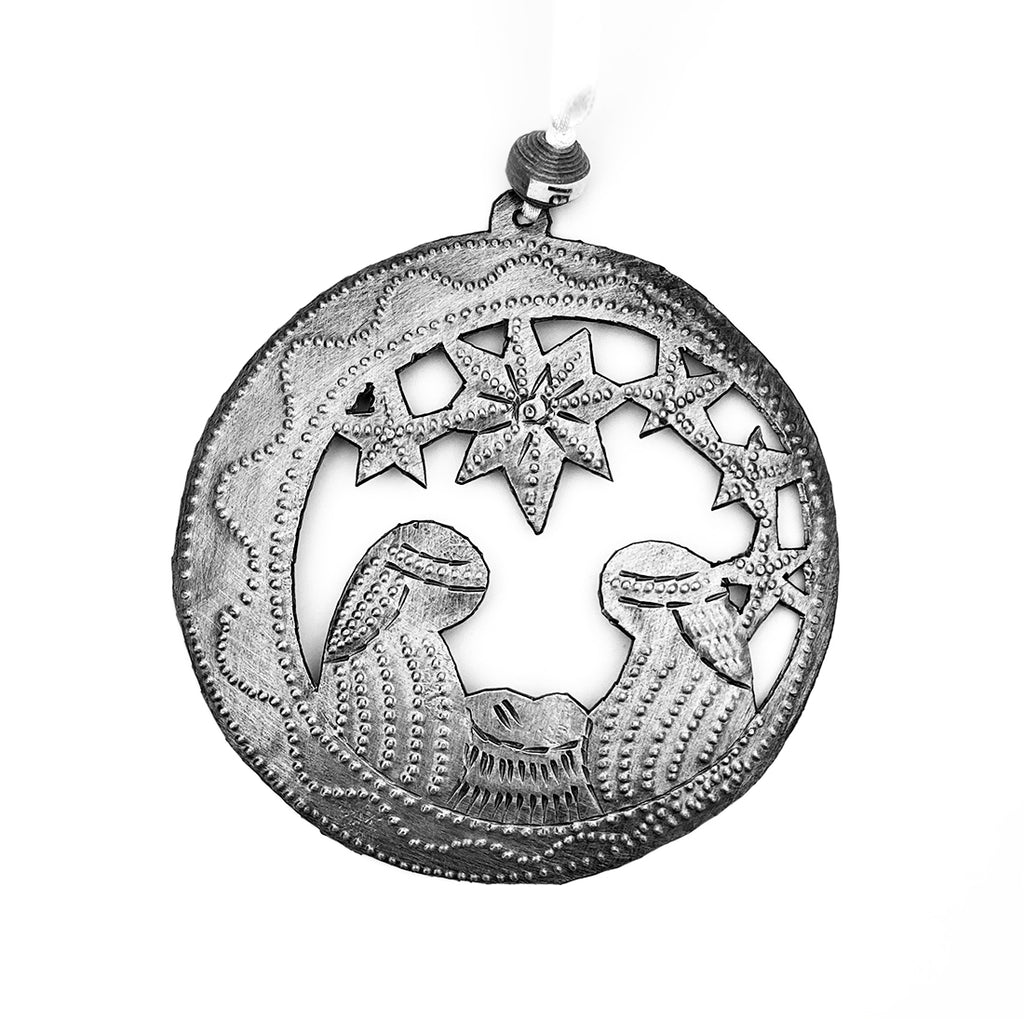 Ornament - Metal - Nativity - Round