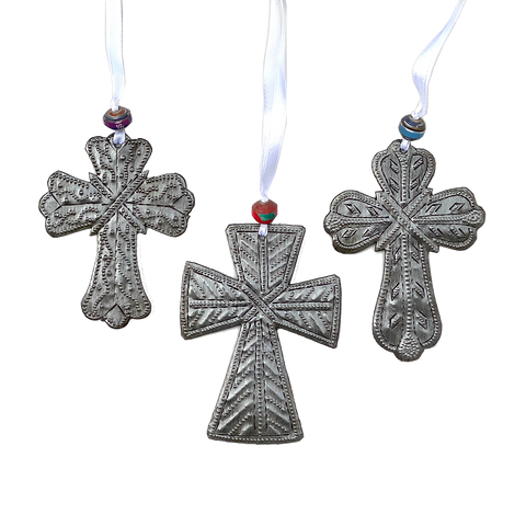 Ornament - Metal - Cross - Set of 3
