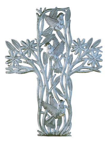 Wall Art - Metal - Cross with Birds - Extra Large