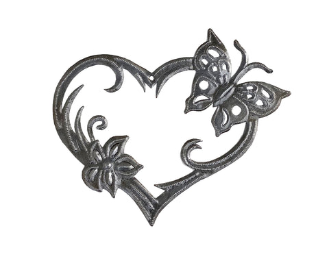 .Wall Art - Metal - Heart with Butterfly