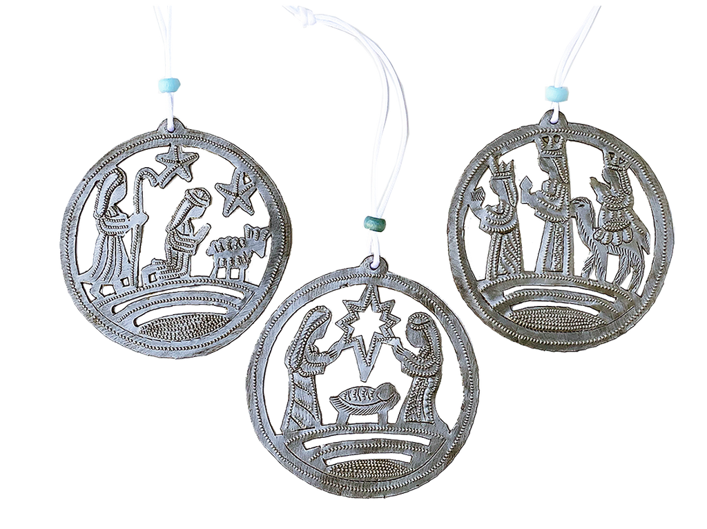 .Ornament Set - Metal - Nativity - Shepherds - Wise Men