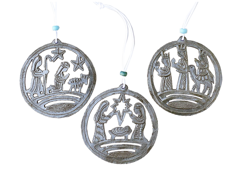 .Ornament Set - Metal - Nativity - Shepherds - Wise Men