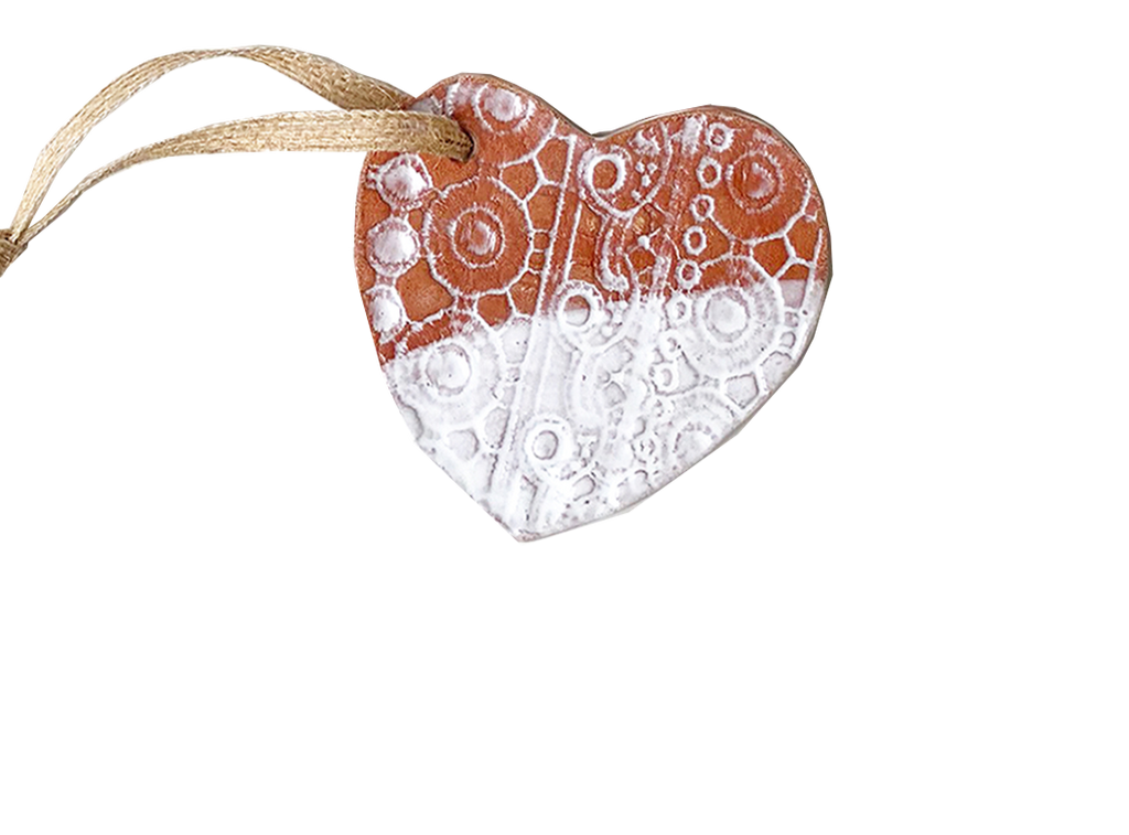 Gift Item -  Ceramic - Heart Ornament - WHITE