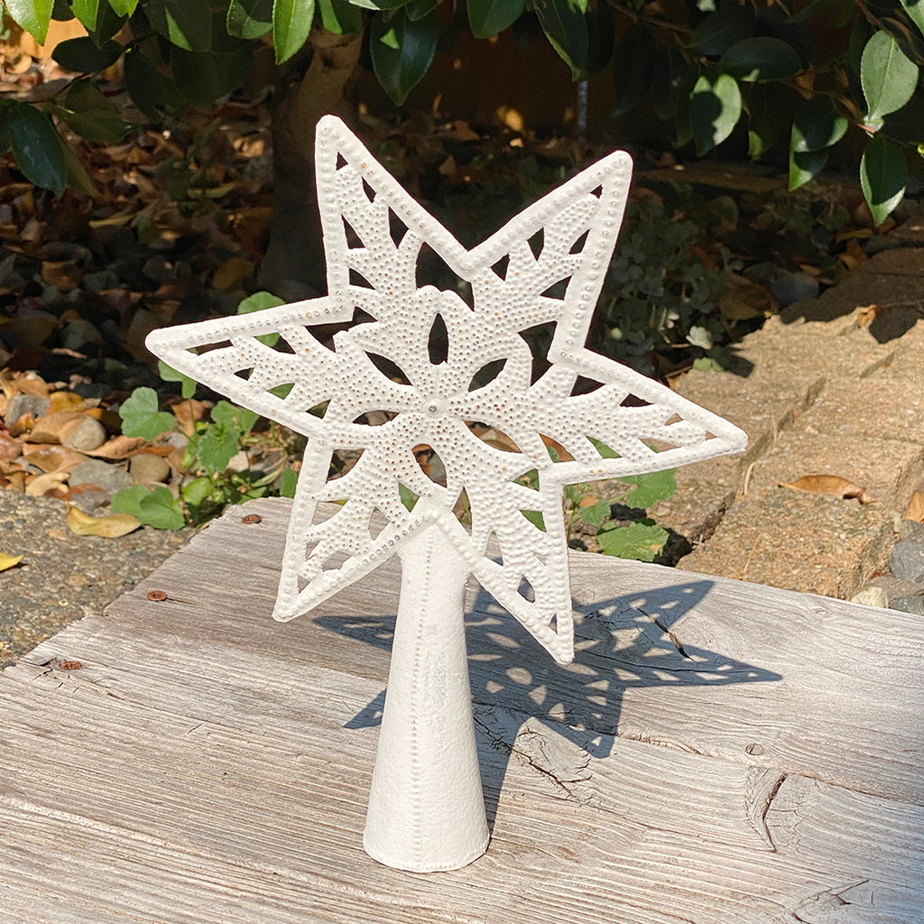 .Ornament - Metal - White Star Tree Topper