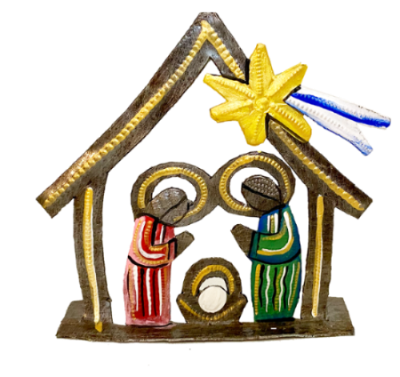 Nativity -  Metal - Small Standing - Painted
