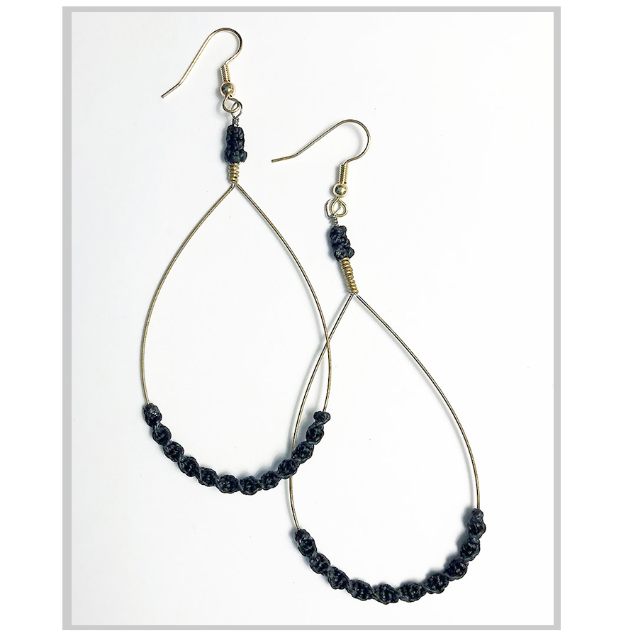 Earrings - Guitar String with Macrame