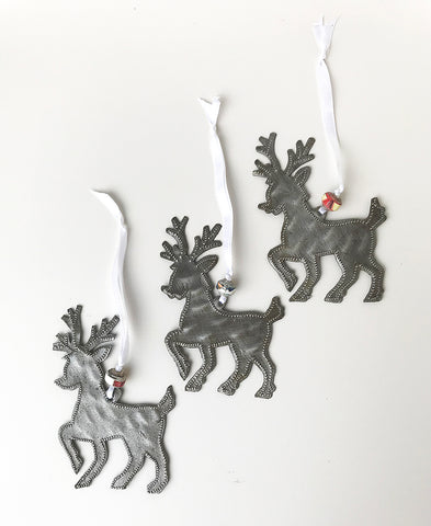 Ornament - Metal - Reindeer Set of 3
