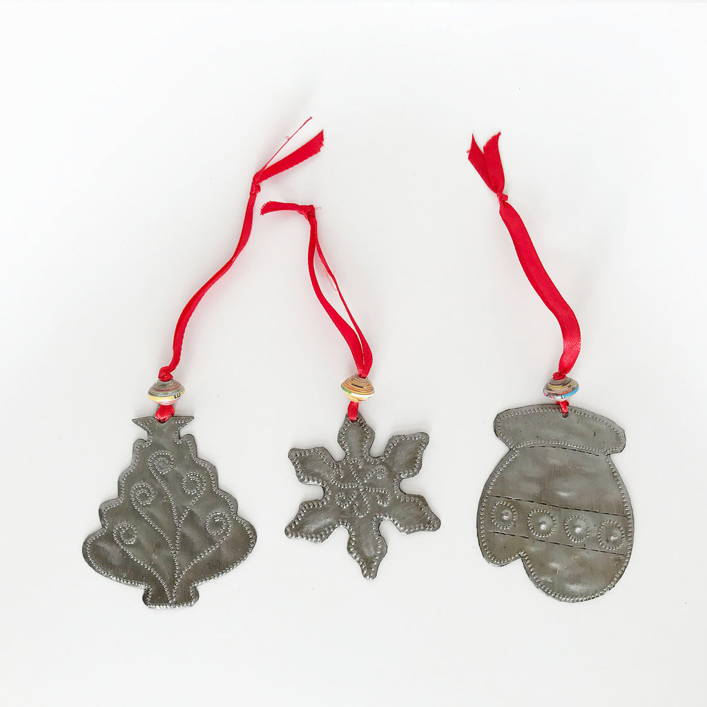 Ornament Set - Metal - Tree-Snowflake-Mitten