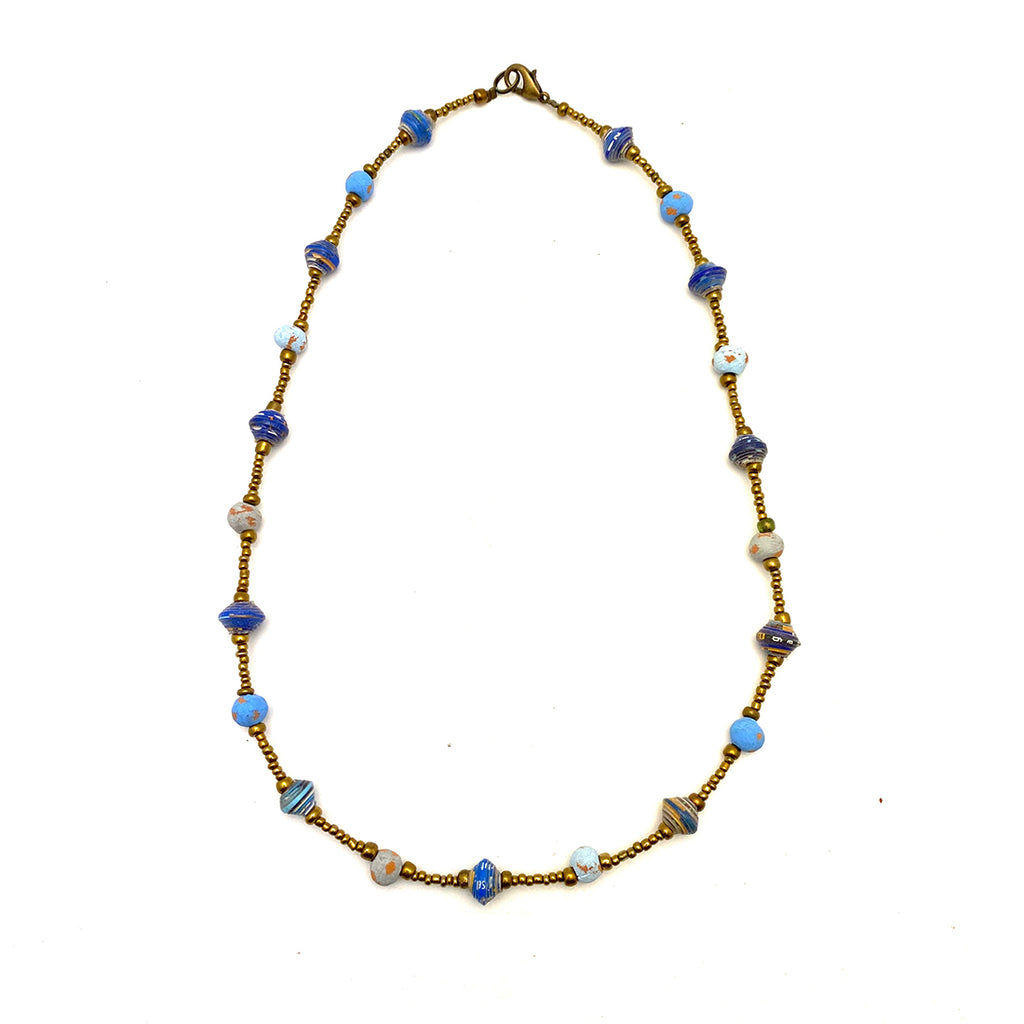 Necklace - Signature Clay - Mini Beads - Short - BLUE