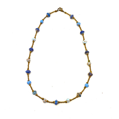 Necklace - Signature Clay - Mini Beads - Short - BLUE