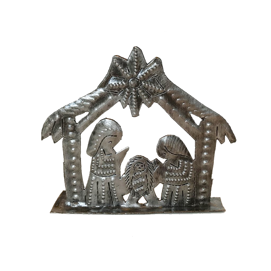 Nativity -  Metal - Small Standing - House Shaped