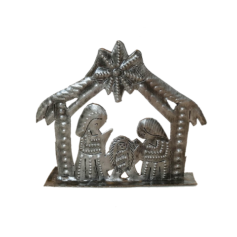 Nativity -  Metal - Small Standing - House Shaped