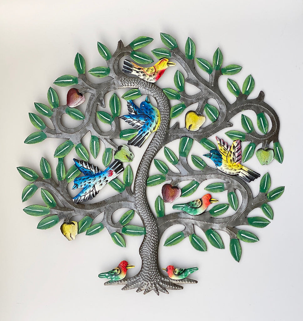 .Wall Art - Metal - Tree with MANY COLORFUL Birds